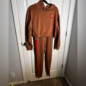 Victoria’s Secret tracksuit, brown and red